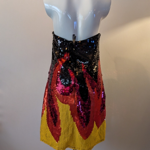 NastyGal Flame Sequin Bandeau Bodycon Dress Size 10 - Picture 3 of 16